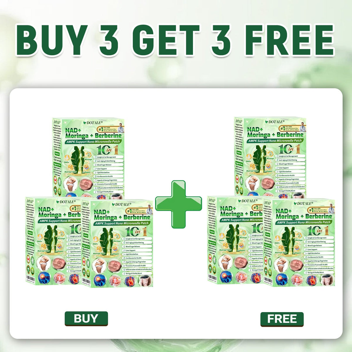 DOTALE® NAD+ Moringa Berberine AMPK Support Nano Microneedle Patch, Formula ✅Supports metabolism, weight management, heart health, obesity, loose skin, diabetes, sleep apnea, joint issues, and more