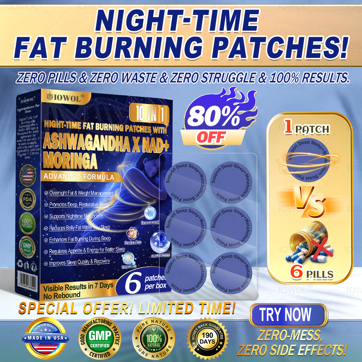 NIGHT-TIME FAT BURNING PATCHES! USE IT TOGETHER WITH THE PATCH FOR 200% BETTER RESULTS.