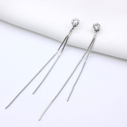 2025 New Gold Color Long Crystal Tassel Dangle Earrings for Women Wedding Drop Earring Fashion Jewelry Gifts