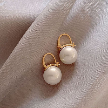 2025 New Classic Copper Alloy Smooth Metal Hoop Earrings For Woman Fashion Korean Jewelry Temperament  Daily Wear earrings