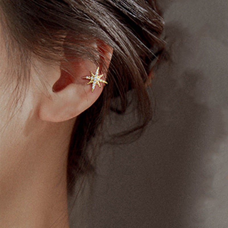 Fashion Exquisite Rhinestone Decor Ear Cuff earring for Woman Ear 2025 Summer New Arrival Christmas Jewelry Gift