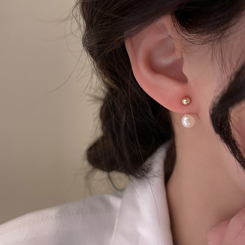2025 Korean New Simple Temperament Circle Pearl Earrings Fashion Small Versatile Earrings  Jewelry