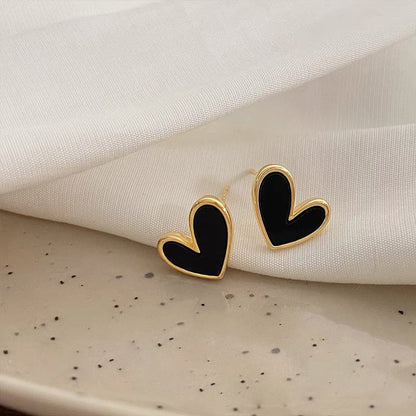 Cute Korean Earrings Heart Bling Zircon Stone Rose Gold Color Stud Earring for Women Fashion Jewelry 2025 New Gift
