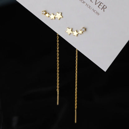 2025 New Gold Color Long Crystal Tassel Dangle Earrings for Women Wedding Drop Earring Fashion Jewelry Gifts